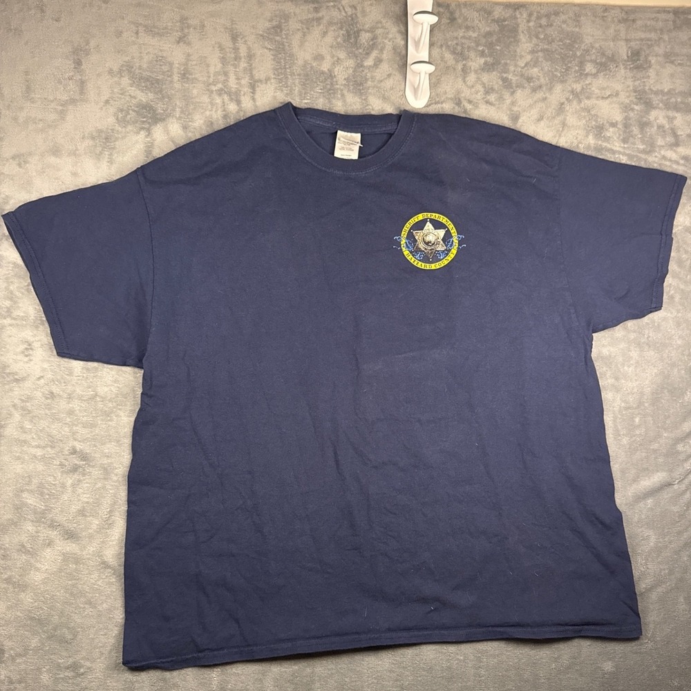 Gildan Hazzard County Sheriff T-Shirt Mens 2XL Navy Dukes of Hazzard Cooters